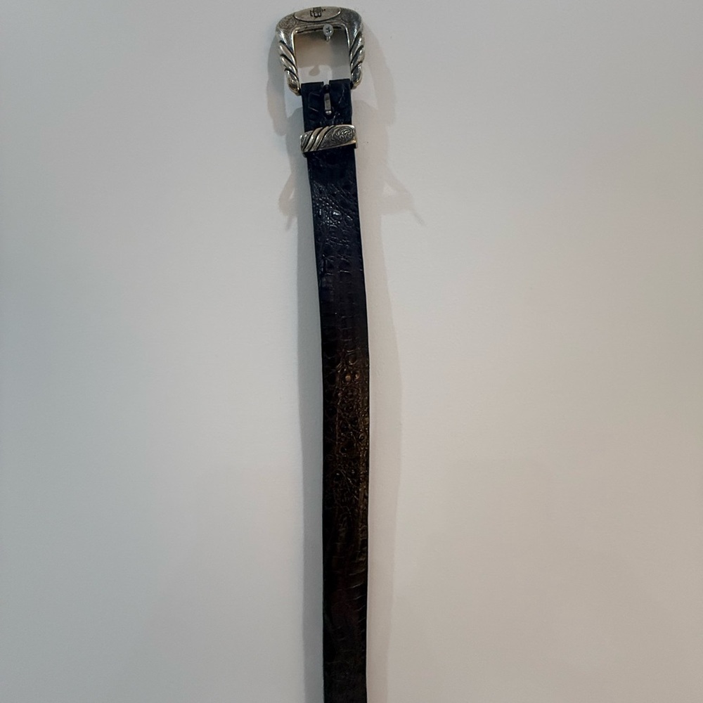 LUCCHESE ULTRA BELLY CAIMAN - Men's Sienna Dark Brown Leather Belt